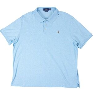 Polo Ralph Lauren Mens XL Classic Fit Short Sleeve Polo Shirt Light Blue Heather